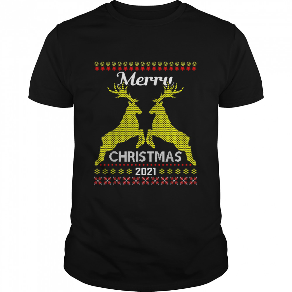Merry Christmas 2021 Reindeer Yellow Shirt