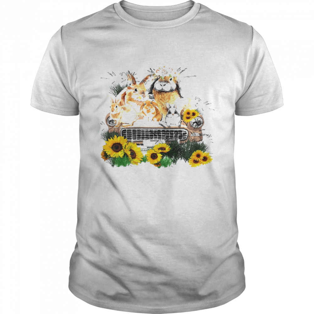 Rabbit Sunflower Truck  Classic Men's T-shirt