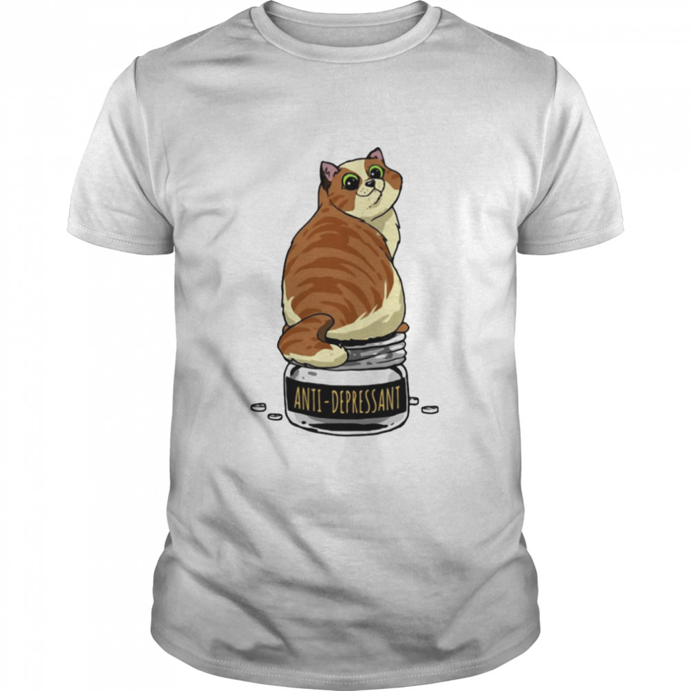 Fur Antidepressant Cat Cute Cat Lover  Classic Men's T-shirt
