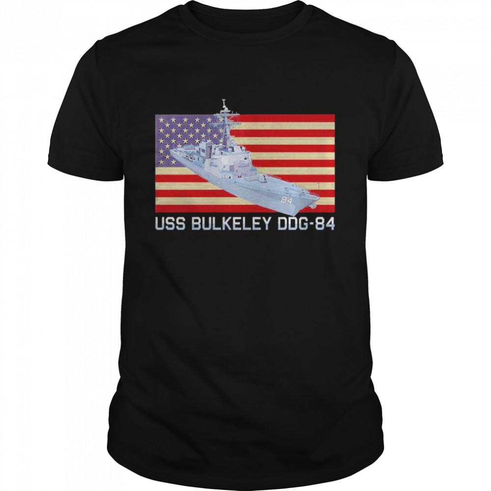 USS Bulkeley DDG-84 Ship Diagram American Flag  Classic Men's T-shirt