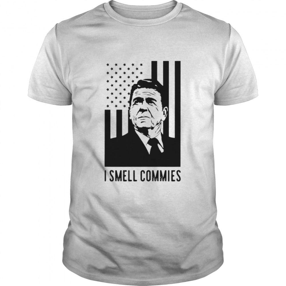 Ronald Reagan I Smell Commies American Flag T-shirt
