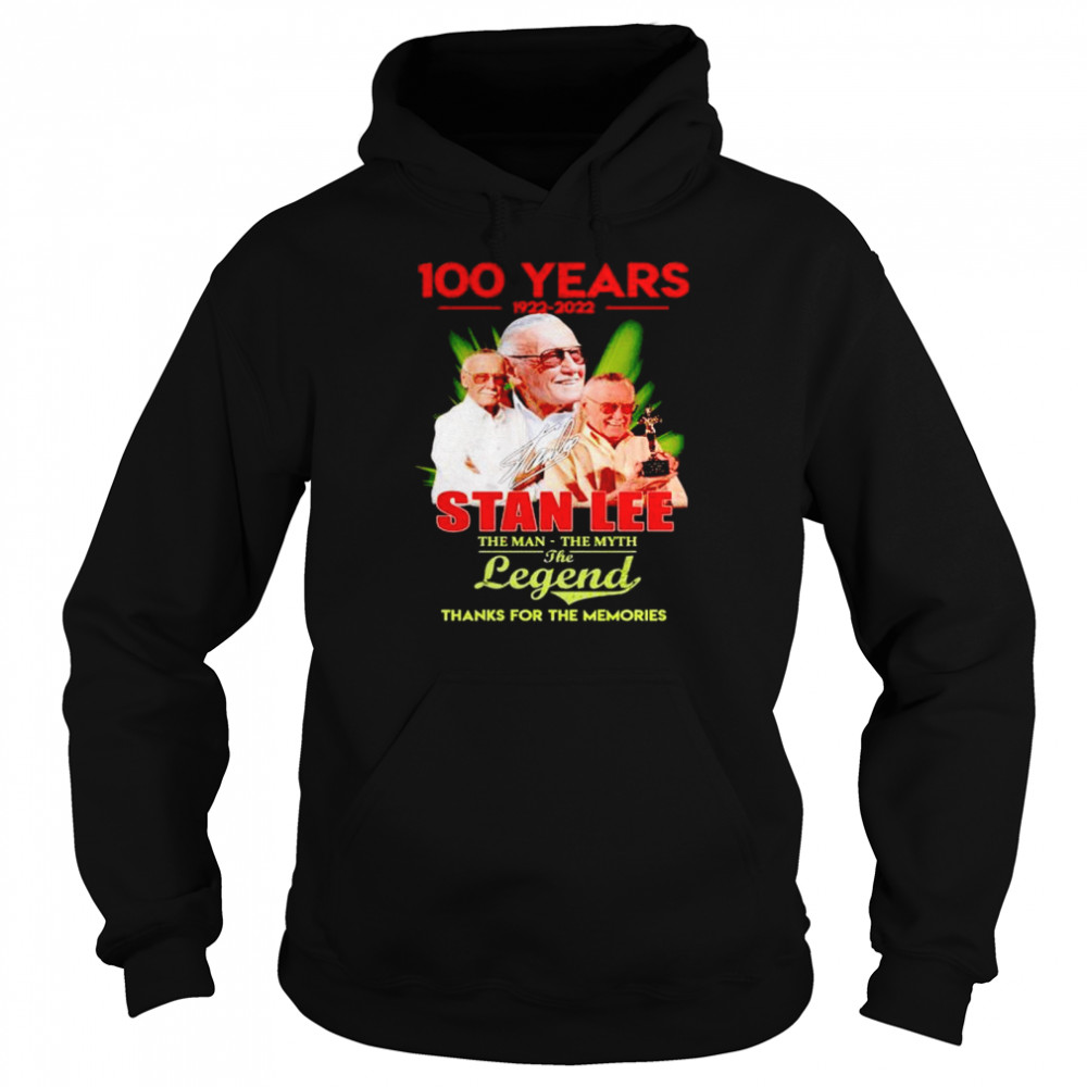 100 years of Stan Lee 1922 2022 the man the myth the legend shirt Unisex Hoodie