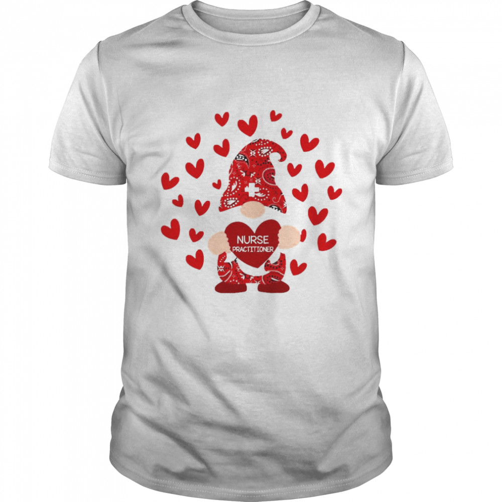 Red Gnome Nurse Practitioner Valentines Day  Classic Men's T-shirt