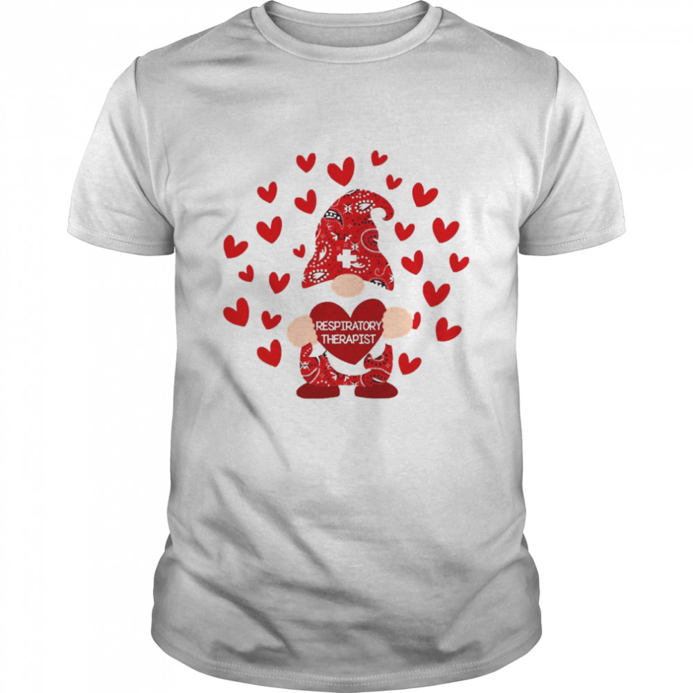 Red Gnome Respiratory Therapist Valentines Day  Classic Men's T-shirt
