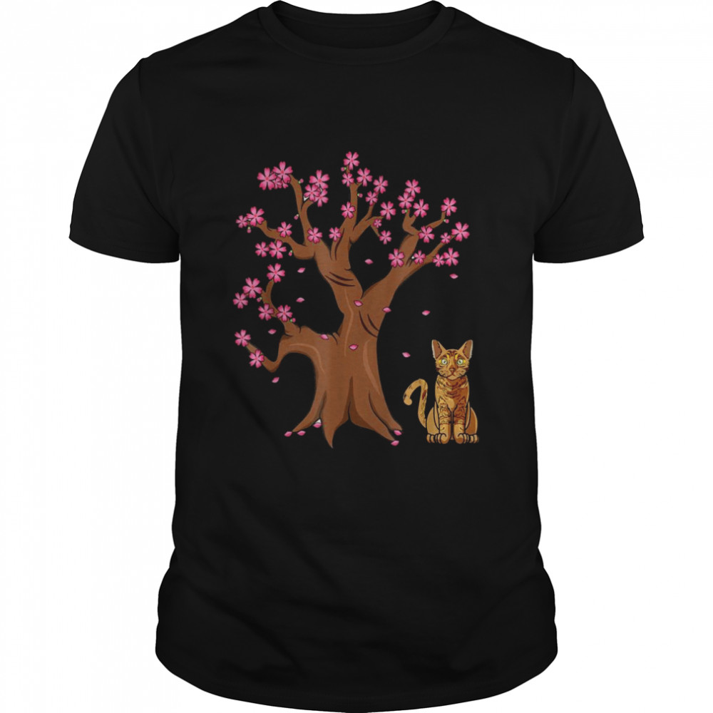 Japanese Bengal Cat Mom Cherry Blossom Shirt