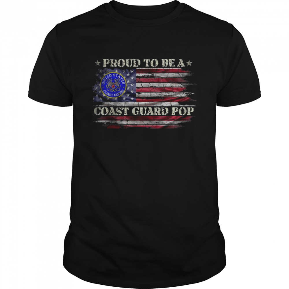 Vintage USA American Flag Proud To Be A US Coast Guard Pop T- Classic Men's T-shirt