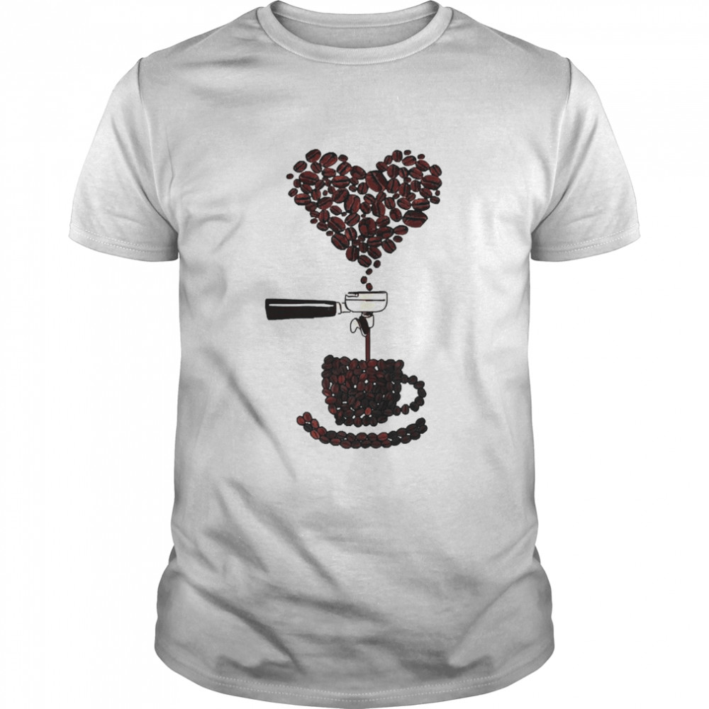 Coffee Beans Heart Barista Espresso Lover Coffeemaker  Classic Men's T-shirt