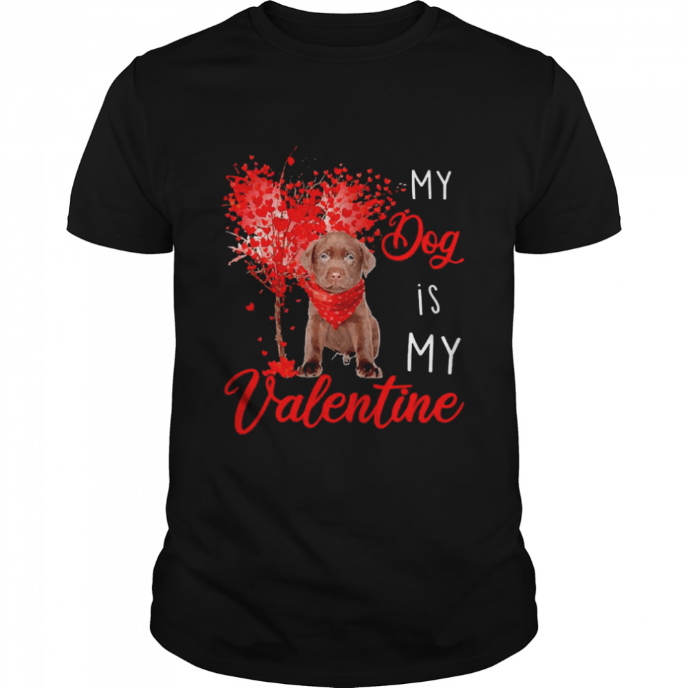 Heart Tree My Dog Is My Valentine Chocolate Labrador  Classic Men's T-shirt