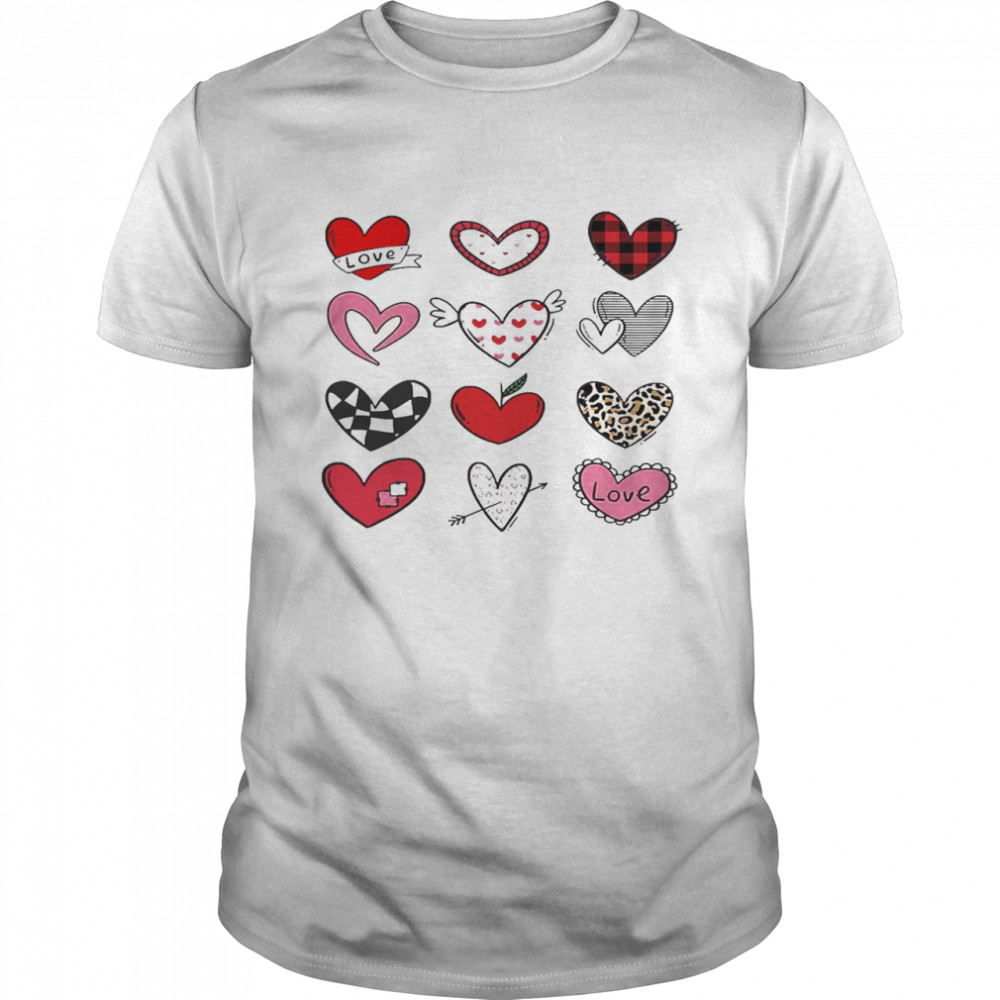 Valentine’s Day  For Girls Leopard Buffalo Plaid Hearts  Classic Men's T-shirt