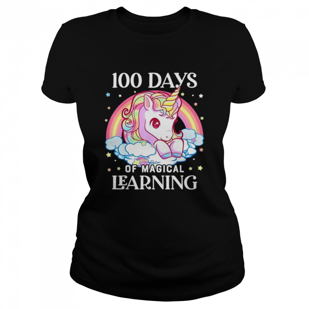 100 Days of School Unicorn Girls Teacher 100th Day of School shirt Classic Women's T-shirt