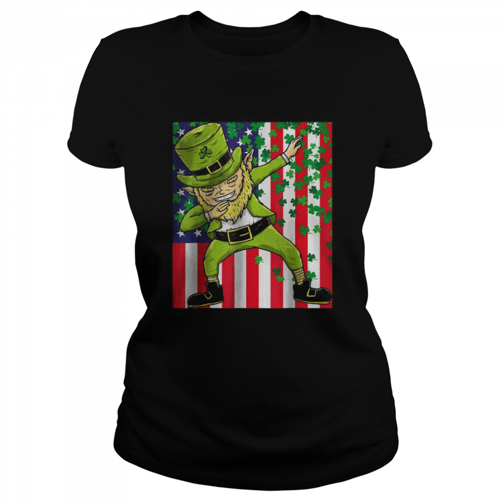 American Flag Dabbing Leprechaun _ St Patricks Day T- Classic Women's T-shirt