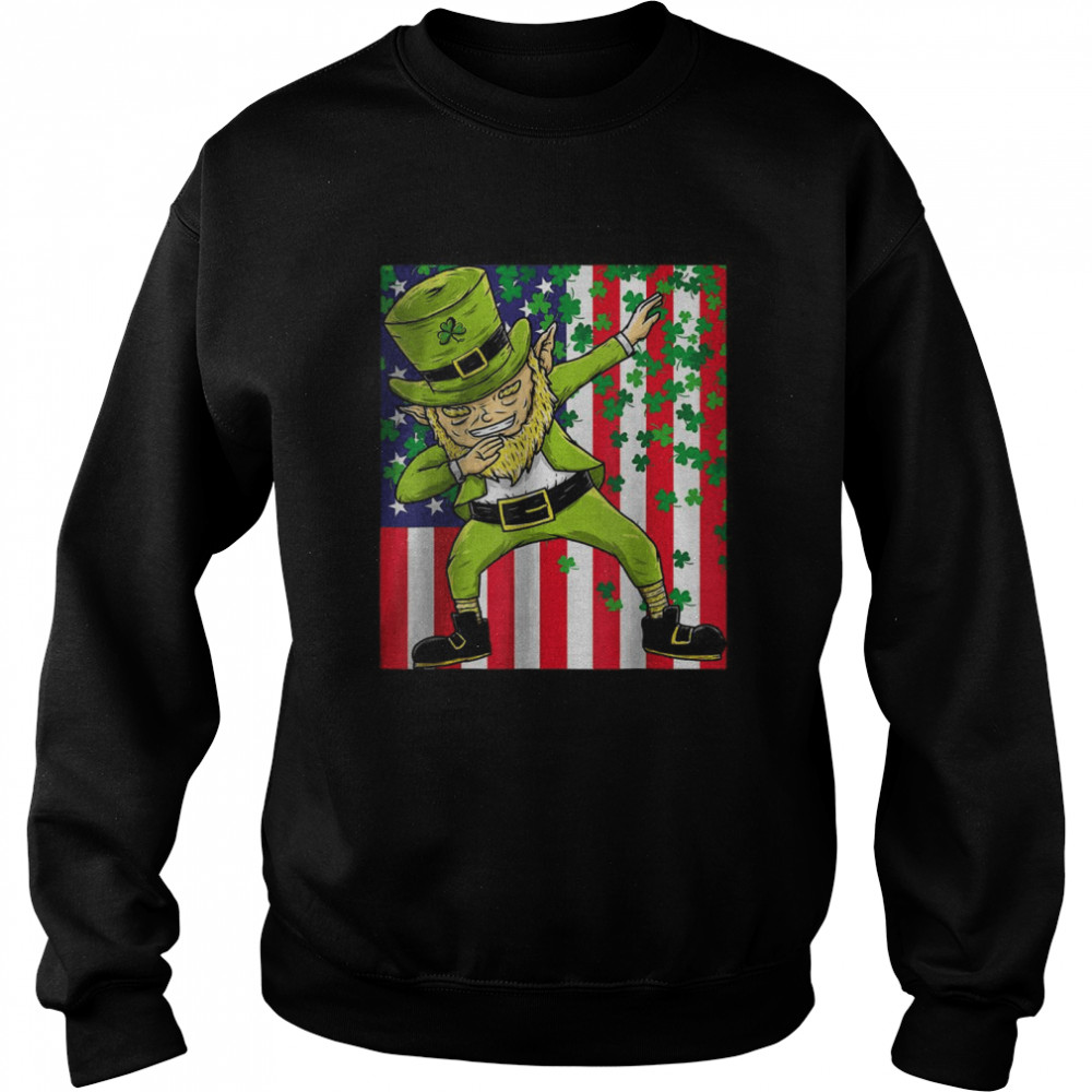 American Flag Dabbing Leprechaun _ St Patricks Day T- Unisex Sweatshirt