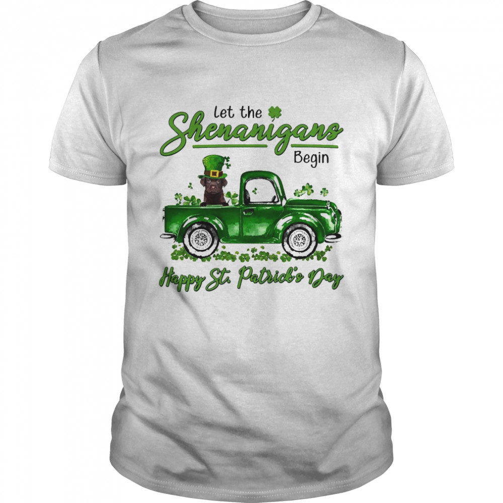 Chocolate Labrador Let The Shenanigans Begin Happy St. Patrick’s Day  Classic Men's T-shirt