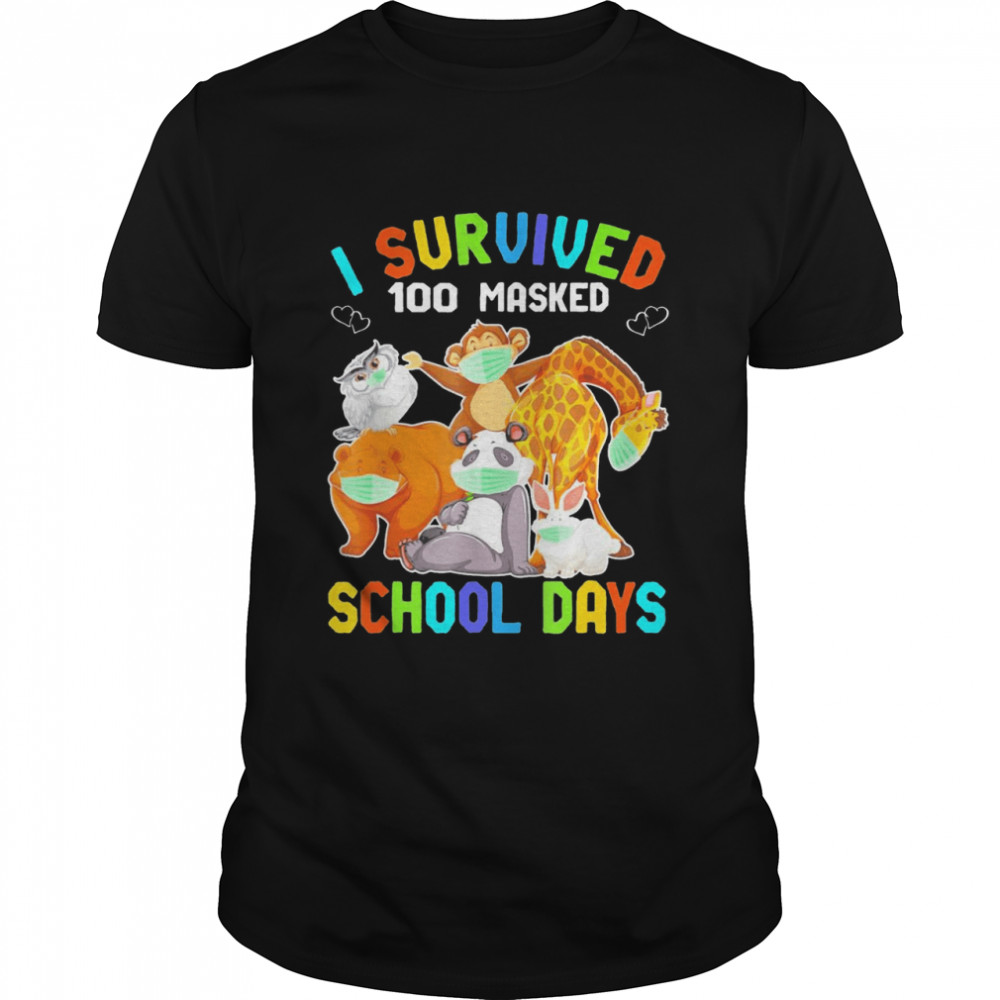 I Survived 100 Masked School Days Wild Animal Characters  Classic Men's T-shirt