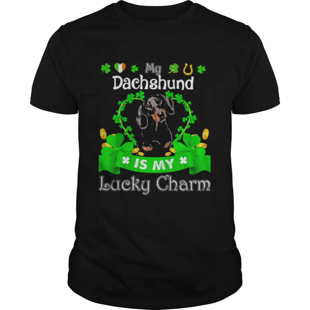 My Black Dachshund Dog Is My Lucky Charm Patrick’s Day  Classic Men's T-shirt