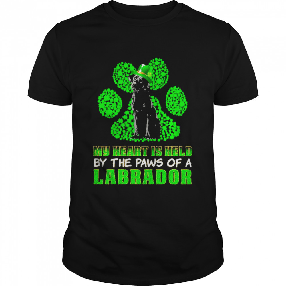 St Patrick’s Day My Heart Is Held By The Paws Of A Black Labrador Shirt
