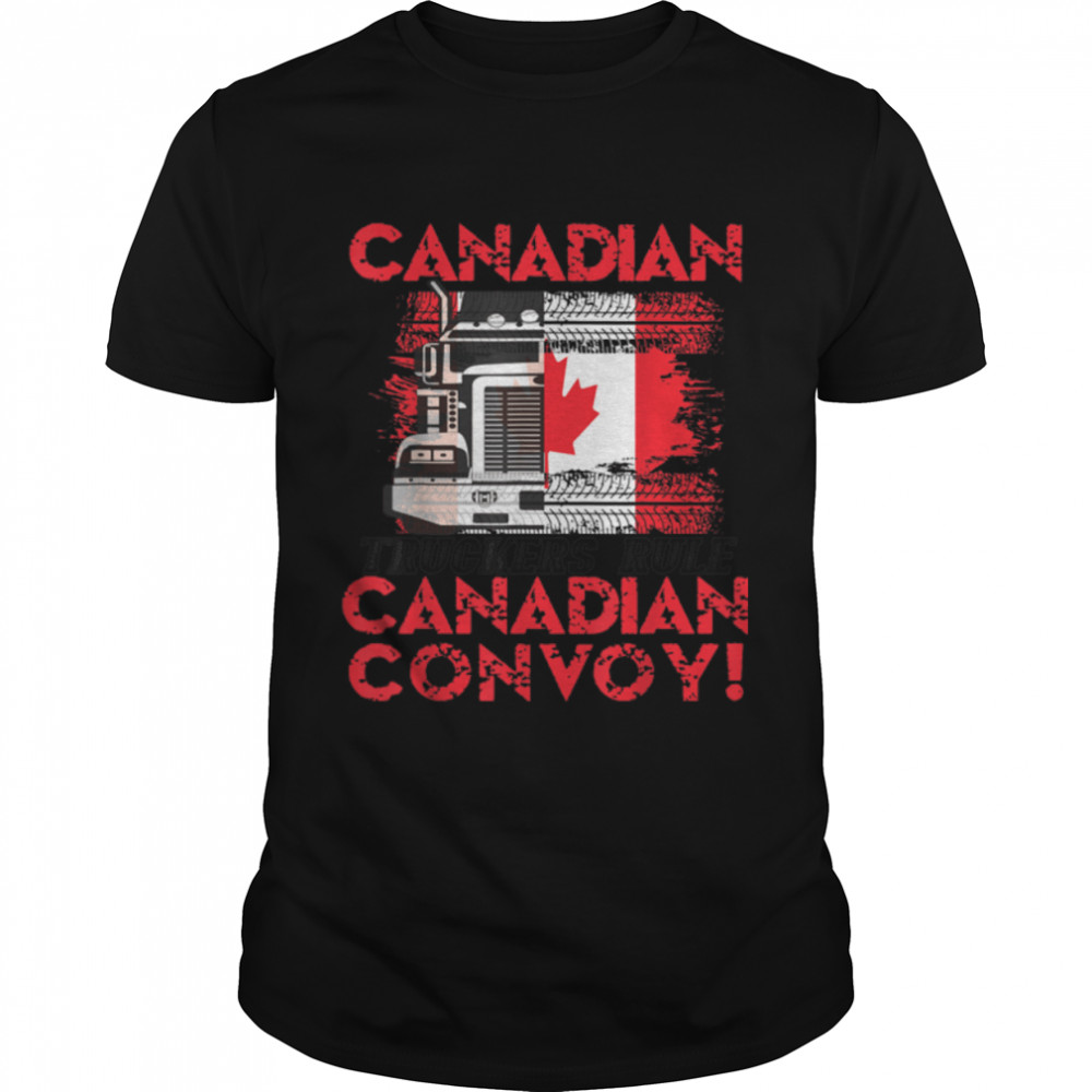 Canadian Trucker Freedom Convoy Design Tire Truck Print Mark T-Shirt B09SPCNS4H