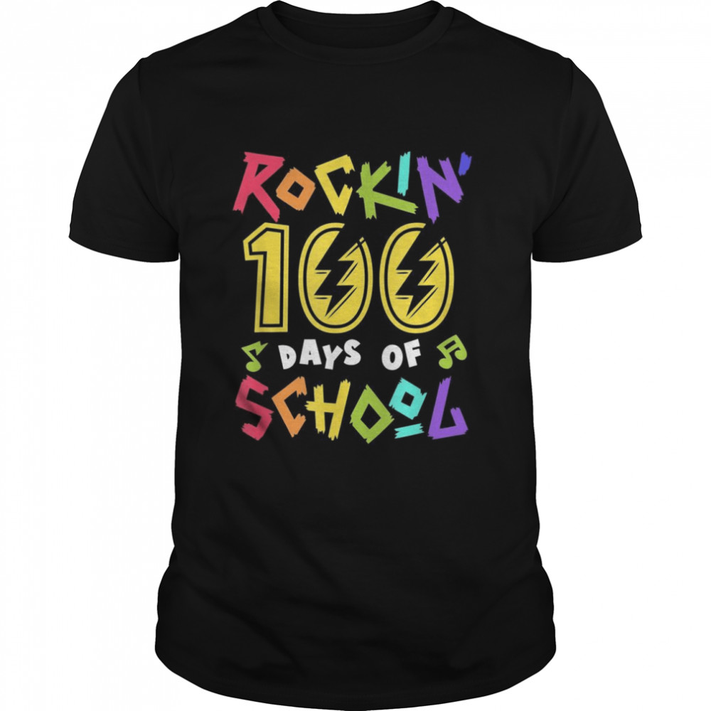 Rockin 100 Days of School Music Teacher 100th Day of School  Classic Men's T-shirt