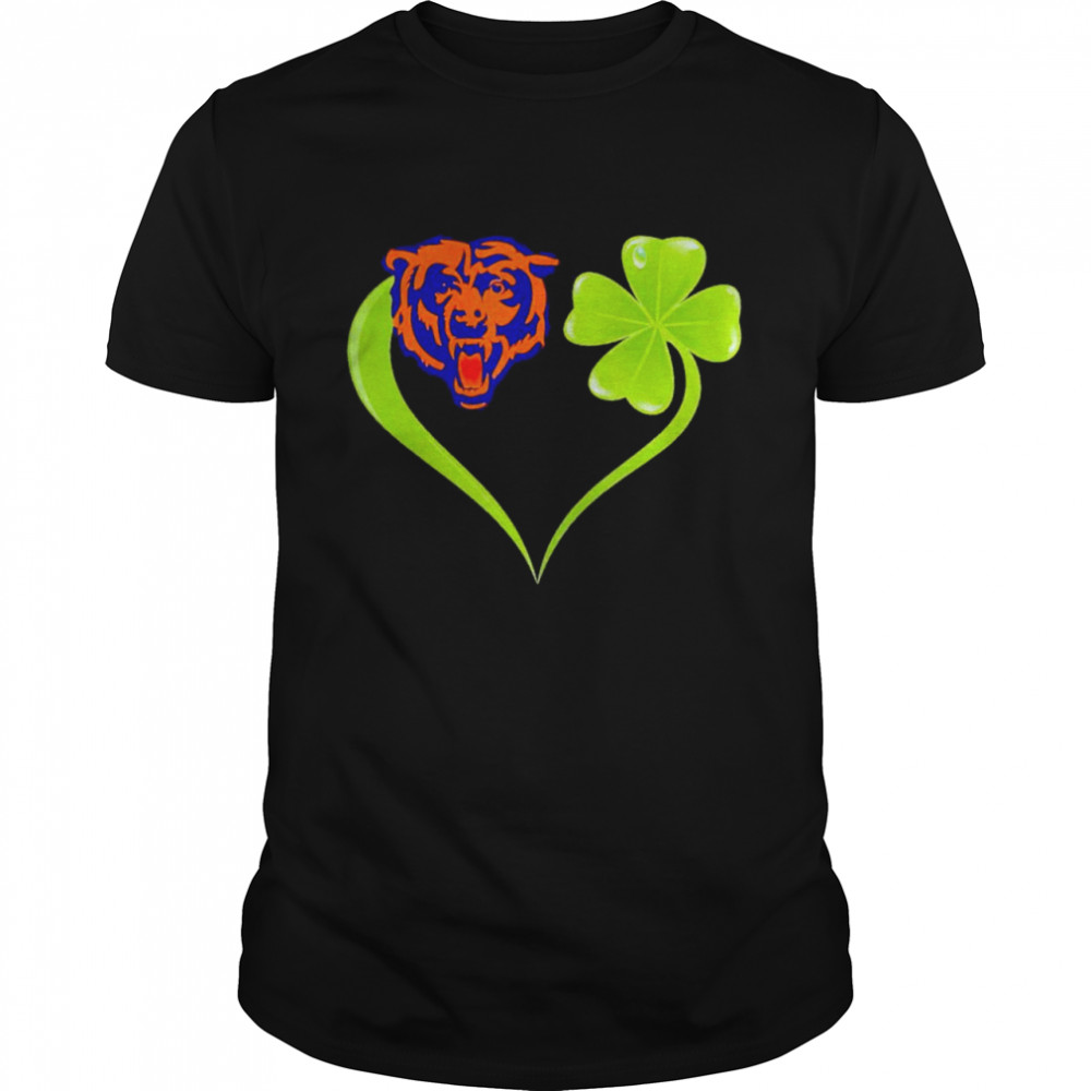 Chicago Bears shamrock heart St Patrick’s day shirt Classic Men's T-shirt