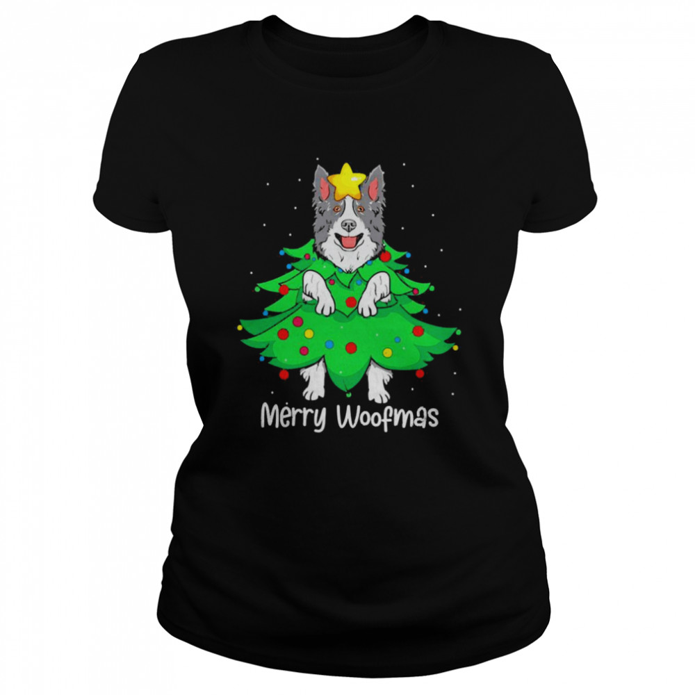 Border Collie Christmas Tree Dog Mom Dad  Classic Women's T-shirt