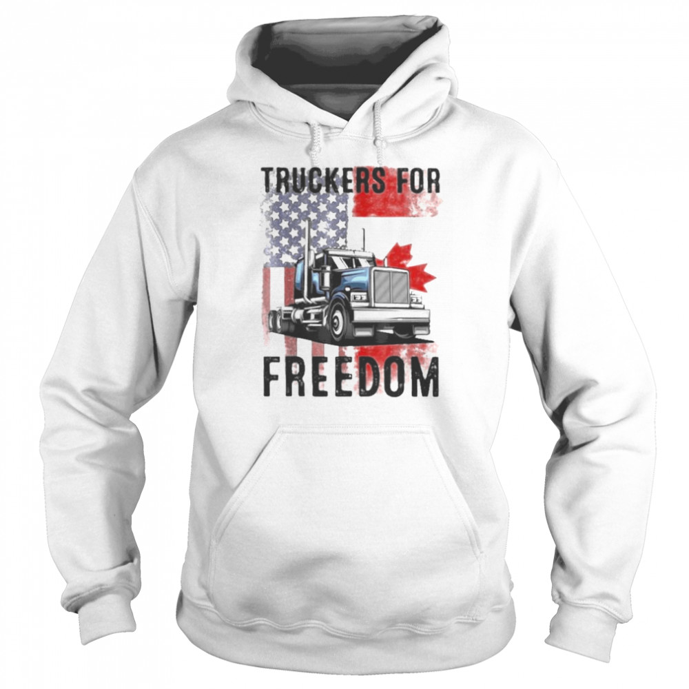 Truckers for freedom american flag and canada flag shirt Unisex Hoodie