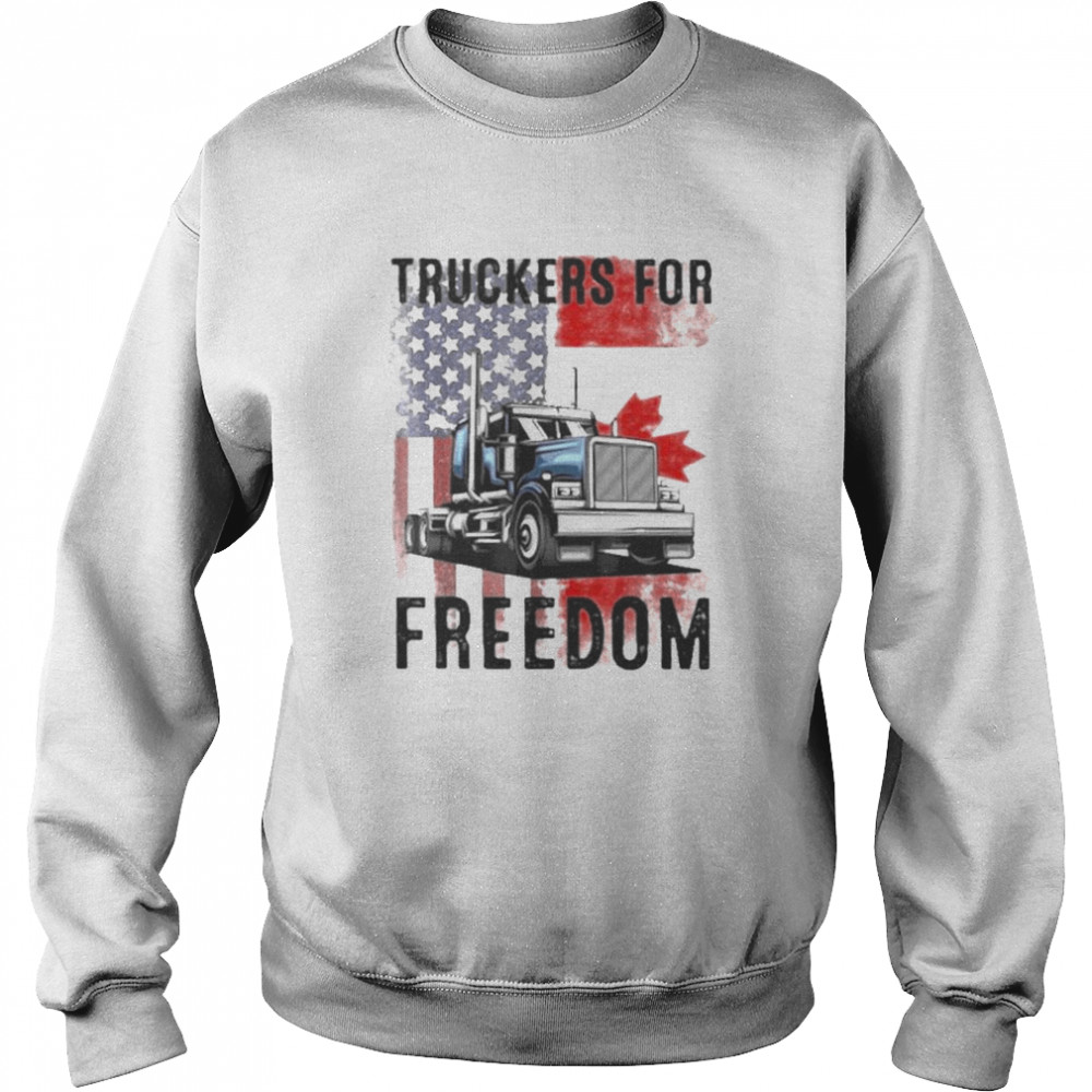 Truckers for freedom american flag and canada flag shirt Unisex Sweatshirt