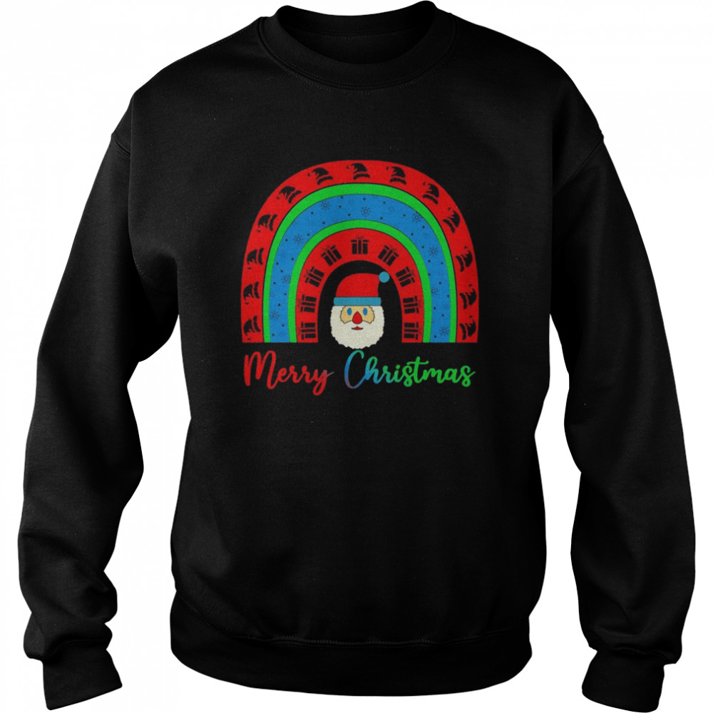 Merry Christmas Cute Rainbow Santa Claus Christmas  Unisex Sweatshirt