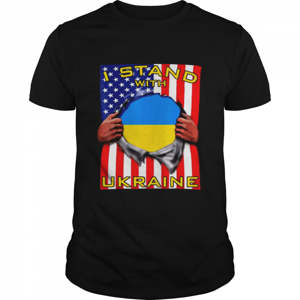 I stand with ukraine support ukrainian lover american ukrainian flag shirt