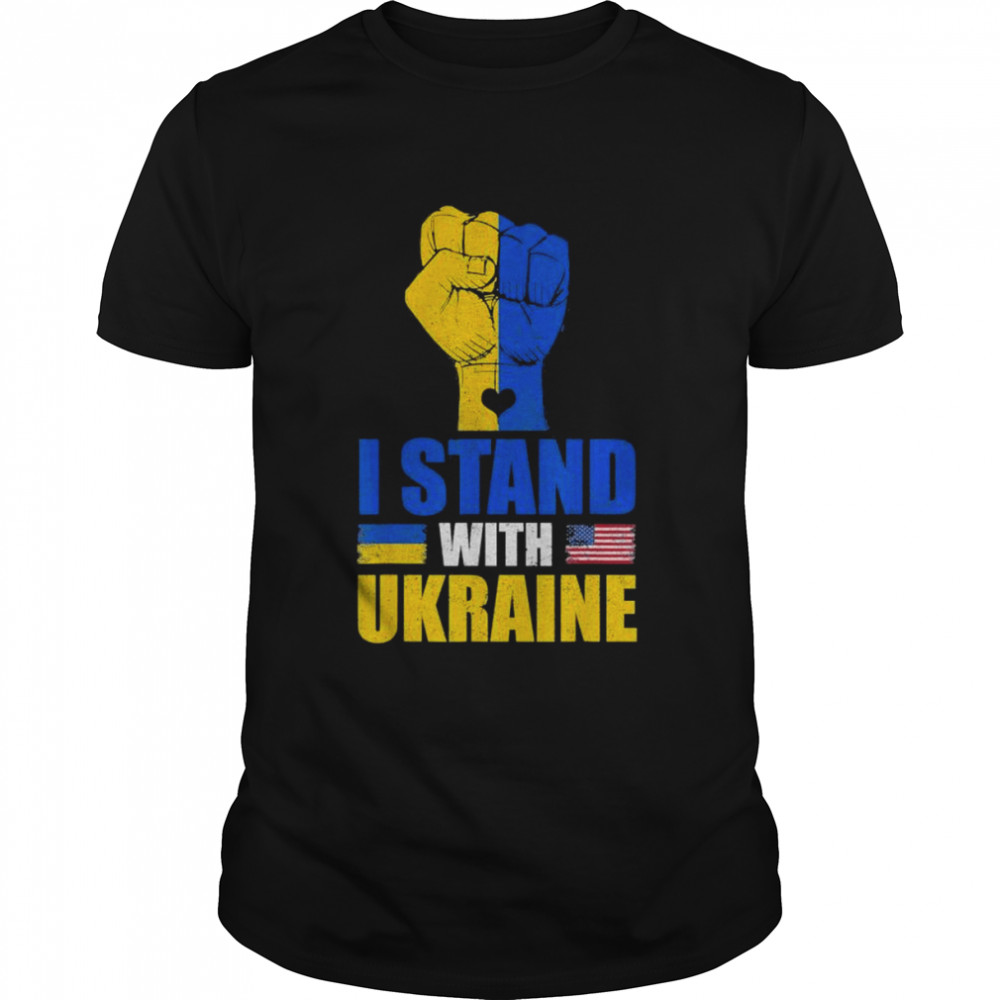 upport Ukraine I Stand With Ukraine Vintage American Ukrainian Flag T-Shirt