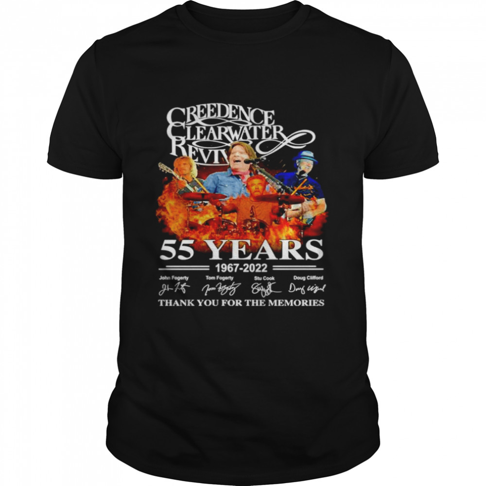 Creedence Clearwater Revival 55 Years 1967-2022 Signatures Thank You For The Memories Shirt