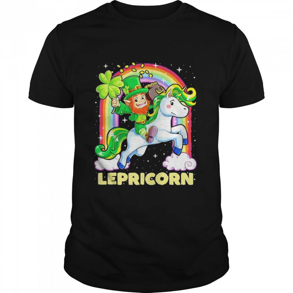 Lepricorn Leprechaun Riding Unicorn St Patrick’s Day Girls  Classic Men's T-shirt