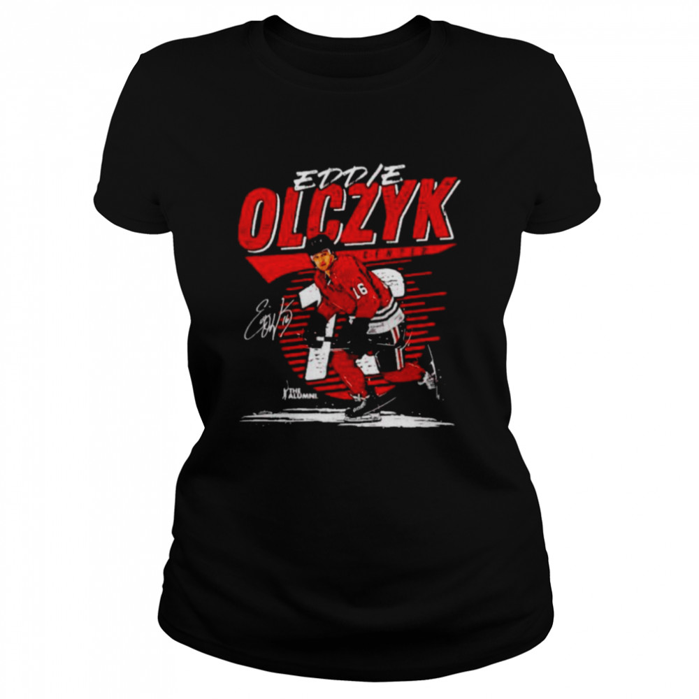 Chicago Blackhawks Eddie Olczyk center signature shirt Classic Women's T-shirt