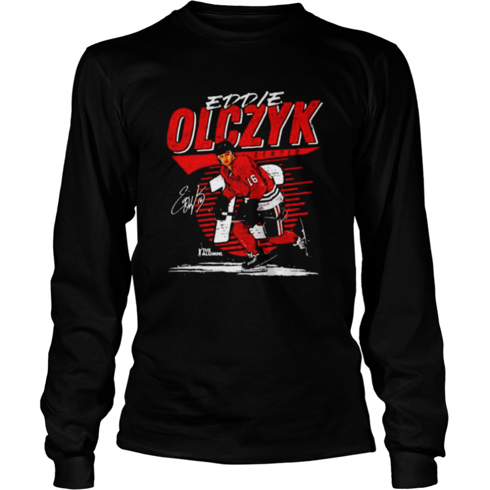 Chicago Blackhawks Eddie Olczyk center signature shirt Long Sleeved T-shirt