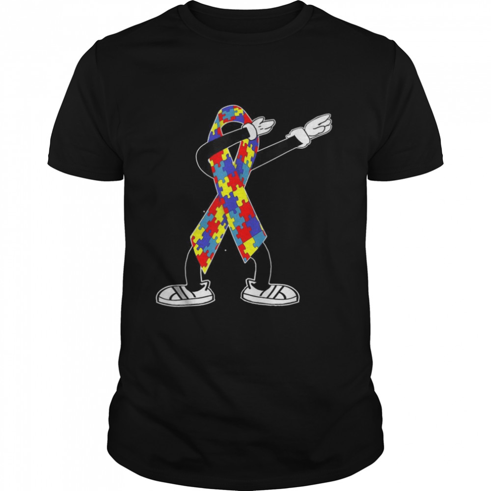 Autism Awareness Dabbing Puzzle Piece Love Dab Dance  Classic Men's T-shirt