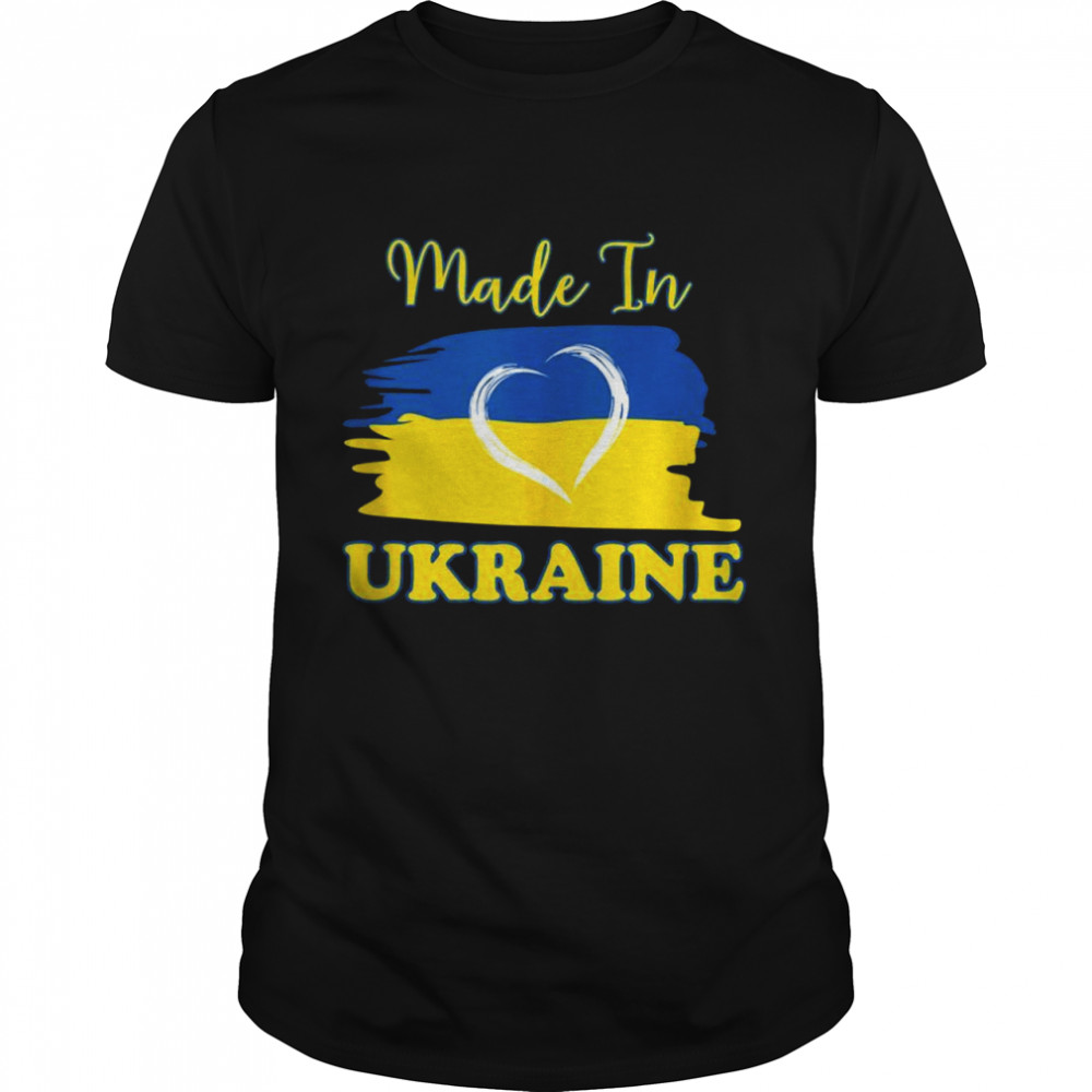 Made In Ukraine Ukrainian Flag Heart  Classic Men's T-shirt
