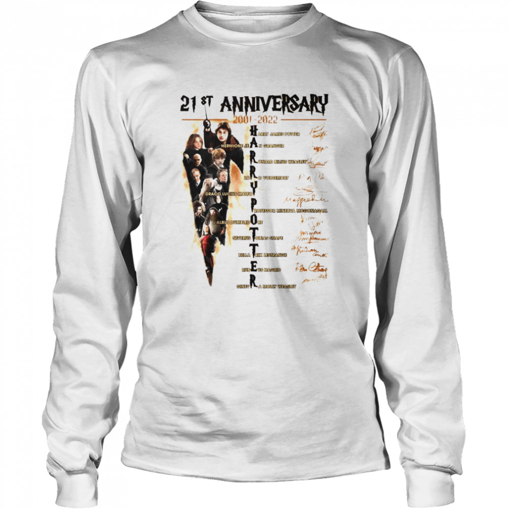 21st anniversary 2001 2022 Harry Potter signatures hot movie shirt Long Sleeved T-shirt