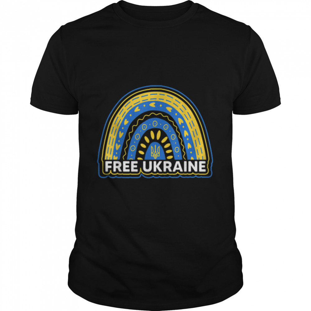Free Ukraine Ukrainian Rainbow Flag Men Women Gift T- B09VYT139Q Classic Men's T-shirt
