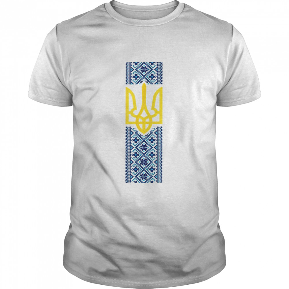 Ukrainian Emblem Ukrainian Flag National Knitting Pattern  Classic Men's T-shirt