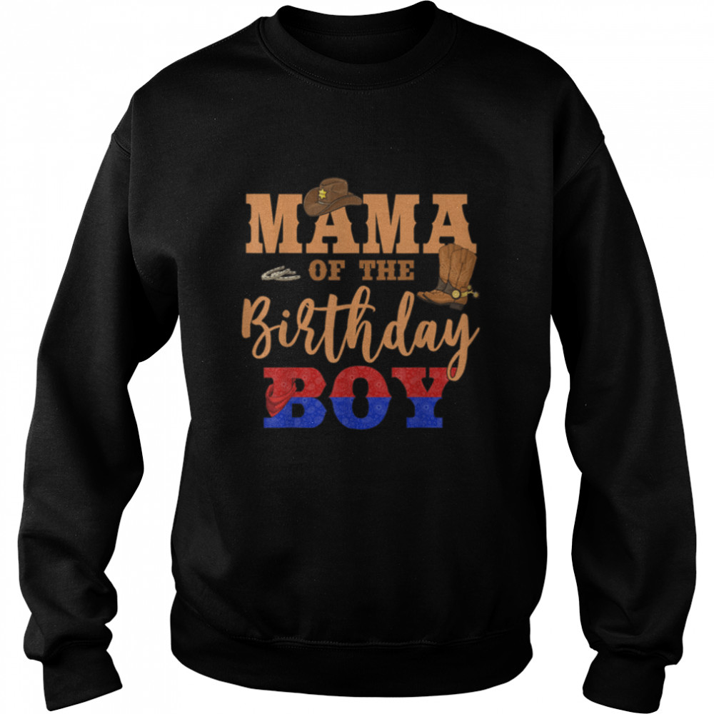 Mama Of The Birthday Boy Western Cowboy Theme Family B day T Shirt  B09W5MY5JH