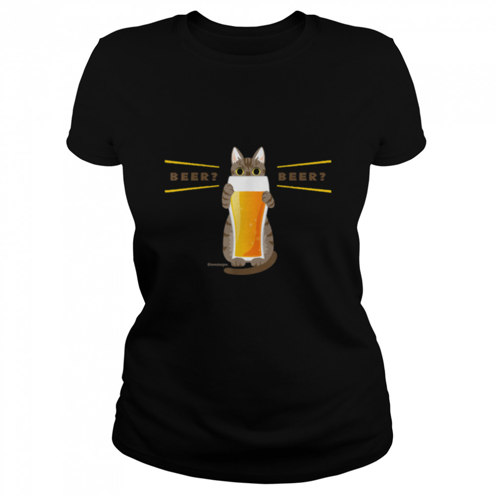 [Cat recommending beer] cat beer kawaii [White] T- B09W8W65MG Classic Women's T-shirt