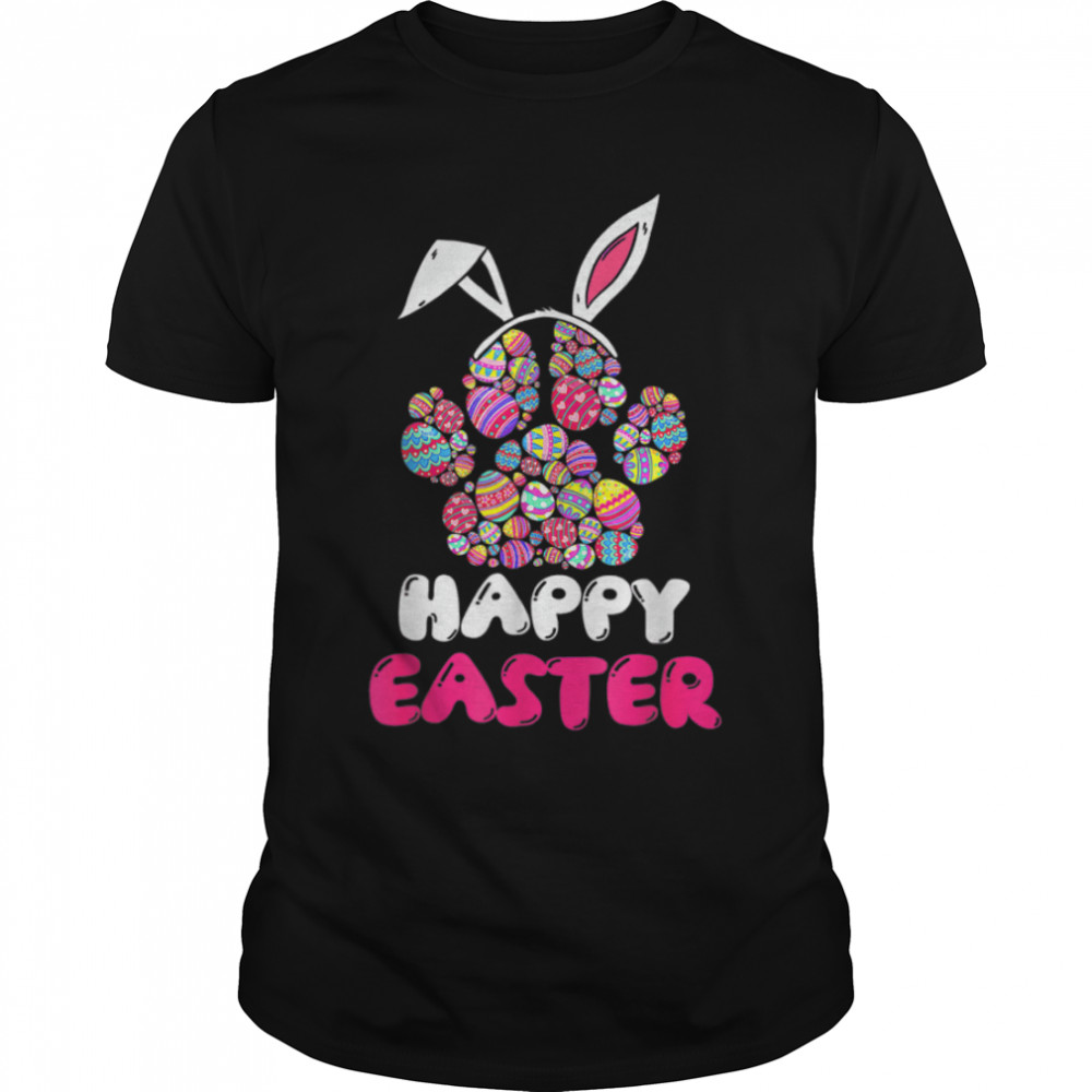 Happy Easter Day Paw Bunny Dog Cat Mom Dad Pet Lovers T-Shirt B09W8TNPM4