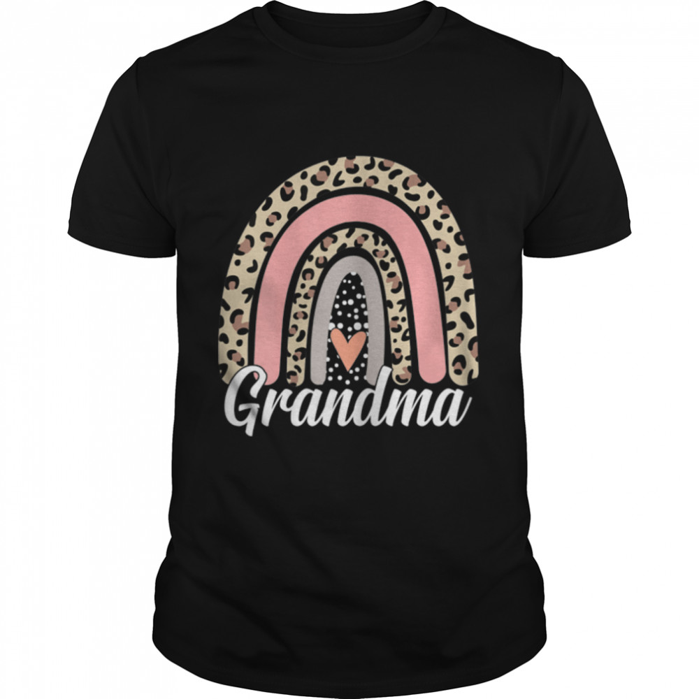 Womens Cute Mother's Day Leopard Rainbow Grandma Boho Mommy Grandma T- B09W8LJTH6 Classic Men's T-shirt