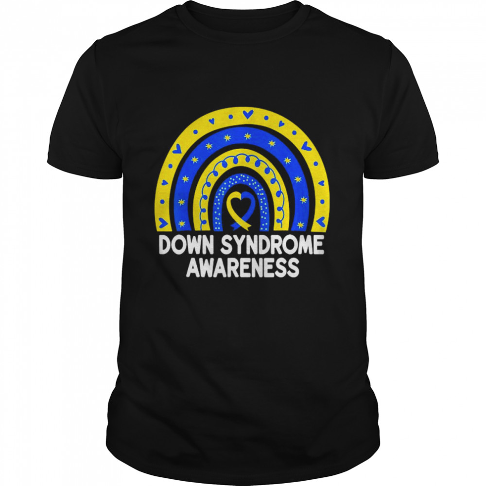 Down Syndrome Awareness Rainbow T21 Yellow Blue March 21 T-Shirt