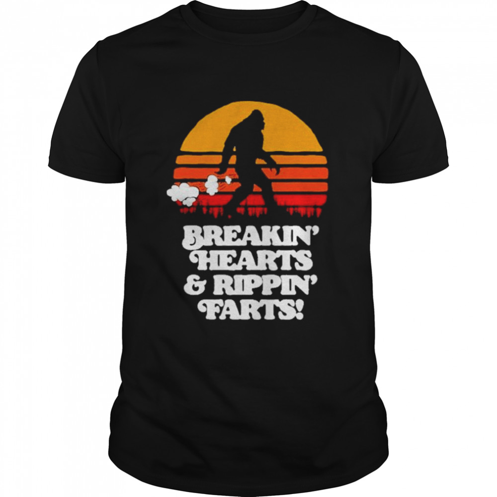 Sasquatch Breaking Hearts and Ripping Farts Bigfoot Sun shirt