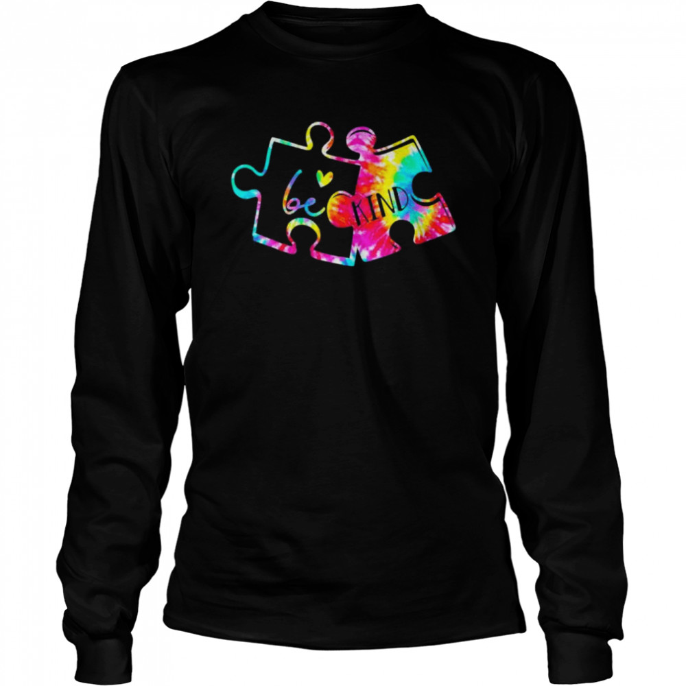 Tie Dye Puzzle Pieces Be Kind Autism Awareness Holding  Long Sleeved T-shirt
