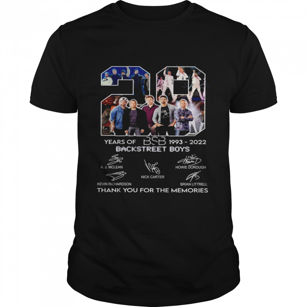 Bsb Backstreet Boys 29 Years Of 1993-2022 Thank You For The Memories Signatures Shirt