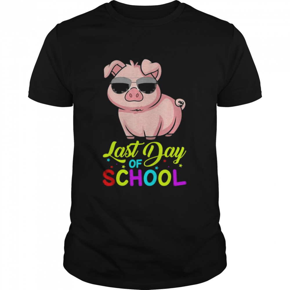 Last day of school teachers summer with pig sunglasses shirt Classic Men's T-shirt