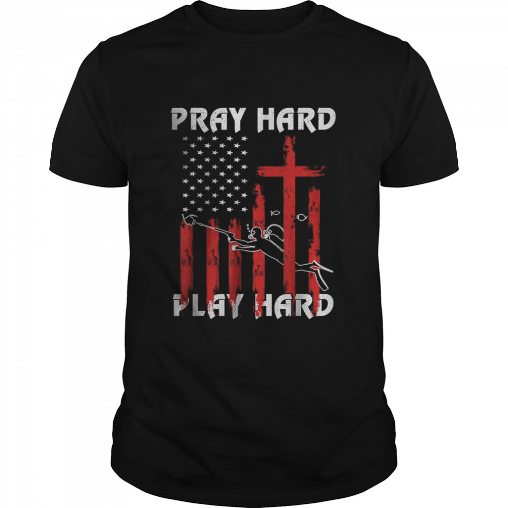 Vintage Flag Pray hard, fight hard gift father scuba diving T- Classic Men's T-shirt
