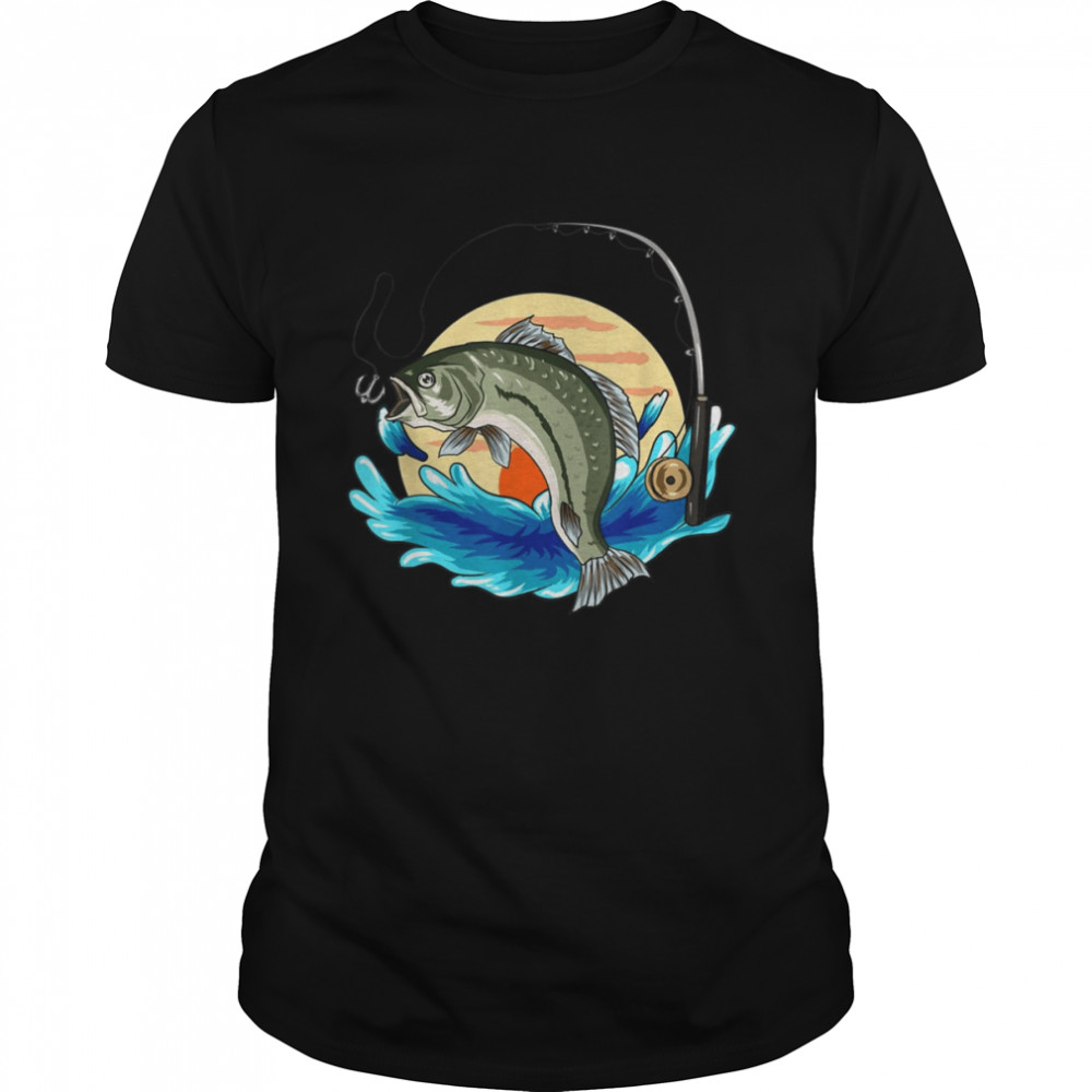 Perch sunset fishing retro Shirt
