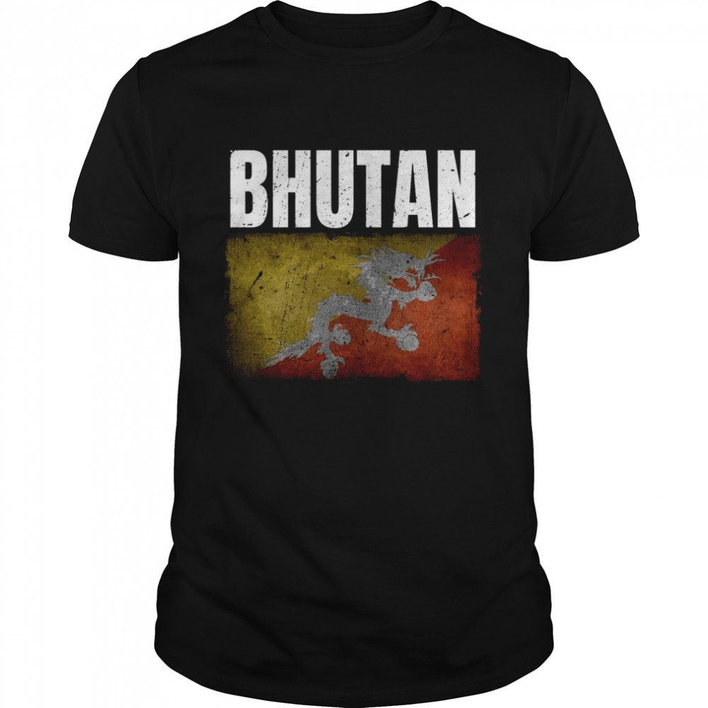 Distressed Bhutan Flag Bhutanese Shirt